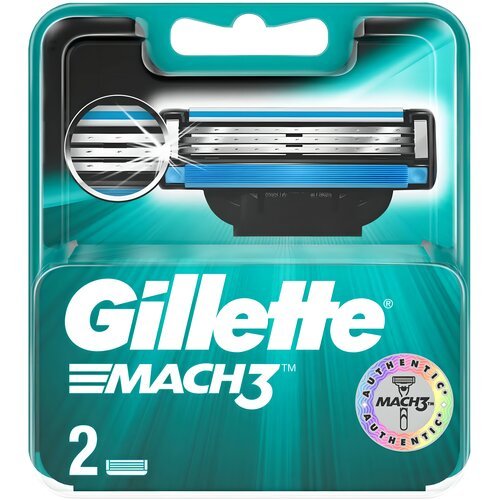 Сменные Кассеты Для Мужской Бритвы Gillette Mach3, с 3 лезвиями, прочнее, чем сталь, для точного бритья, 2 шт