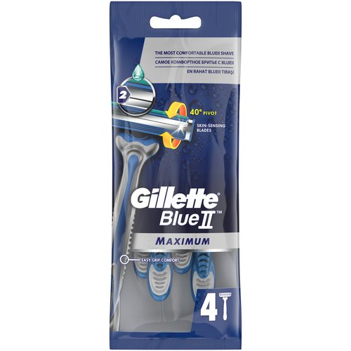 Многоразовый бритвенный станок Gillette Blue II Maximum, 4 шт.