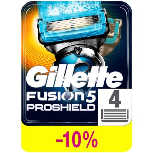 Сменные Кассеты Для Мужской Бритвы Gillette Fusion5 ProShield Chill, с 5 лезвиями, c охлаждающей технологией, 4 шт