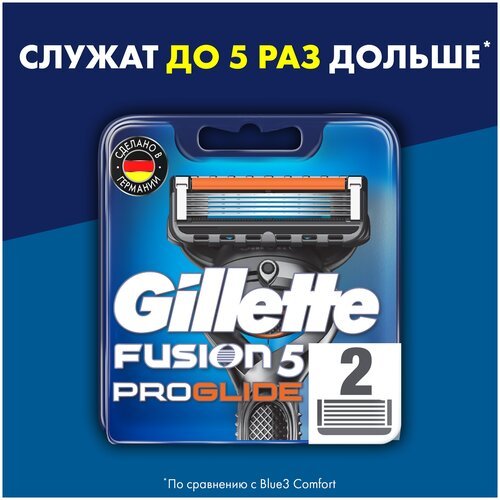Сменные кассеты Gillette Fusion ProGlide Для Мужской Бритвы, 2 шт., с 5 лезвиями, с точным тримммером для труднодоступных мест, для идеально гладкого бритья