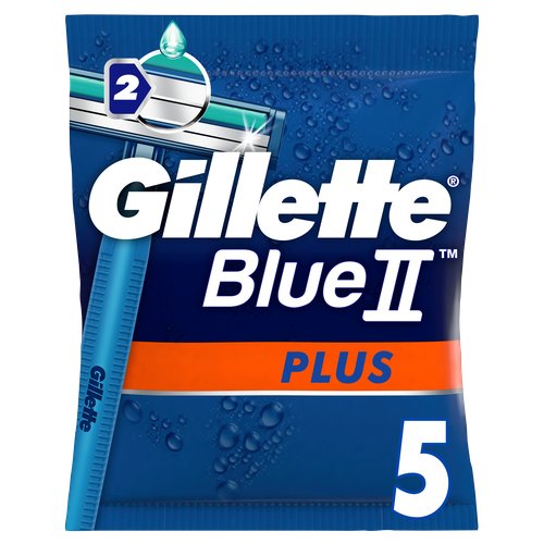 Gillette Одноразовые Мужские Бритвы Blue2 Plus, с 2 лезвиями, 5, фиксированная головка